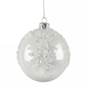 Gisela Graham Pearlised White with Beads Bauble 80mm
