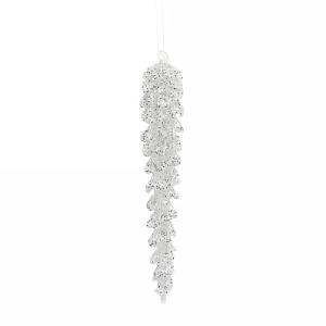 Gisela Graham Twisted Glass with Silver Glitter Icicle Tree Decoration