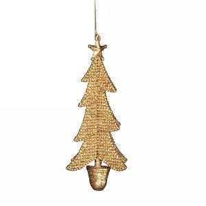 Gisela Graham Copper Beaded Glitter Tree in Pot Tree Decoration