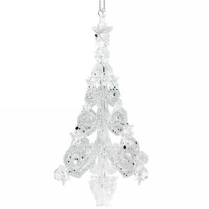 Gisela Graham Clear & Silver Glitter 3D Filigree Tree Decoration