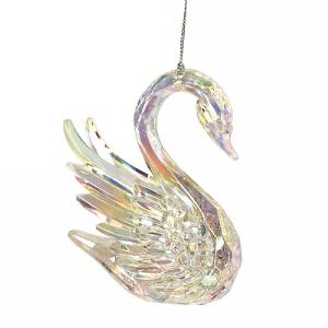 Gisela Graham Rainbow Iridescent Acrylic Swan Tree Decoration