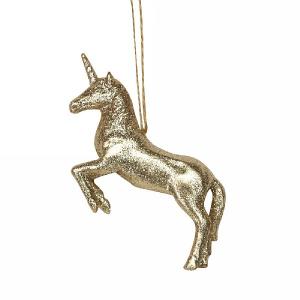 Gisela Graham Gold Glitter Resin Unicorn Tree Decoration