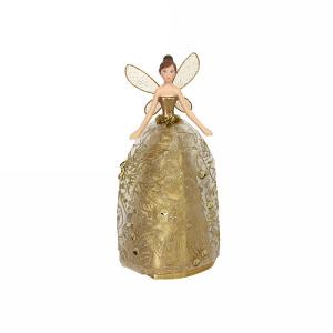 Gisela Graham Gold Glitter Fabric & Resin Tree Top Fairy 18cm