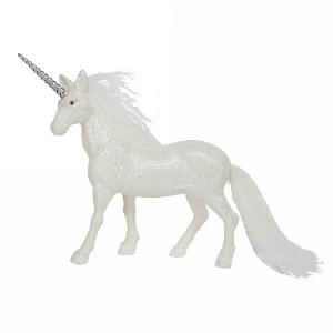 Gisela Graham Iridescent Glitter & Fur Fabric Unicorn Ornnament