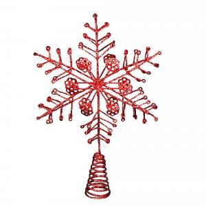 Gisela Graham Red Glitter Wire Snowflake Tree Top Star