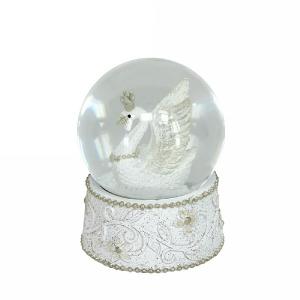 Gisela Graham White & Silver Resin Swan Dome