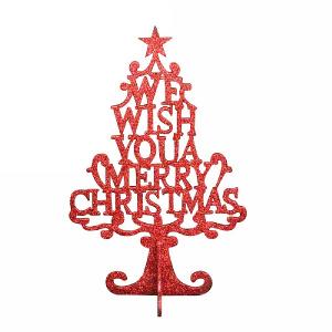 Gisela Graham Red Glittered Acrylic Sentiment Tree Ornament