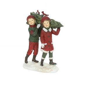 Gisela Graham Resin 'Nostalgia' Boy & Girl with Tree Ornament