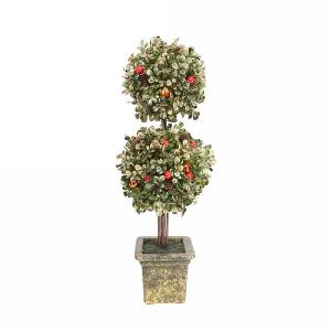 Gisela Graham Double Topiary Ball with Berries in Gold Pot Ornament