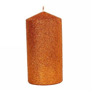 Gisela Graham Copper Glitter Cylinder Candle