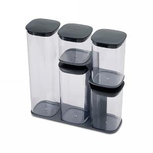 Joseph Joseph Podium 5 Piece Storage Jar Set With Stand Grey