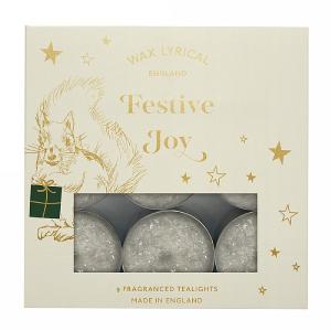 Wax Lyrical Festive Joy Crystal Top Tealights Box of 9