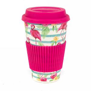 Cambridge Flamingo Floral Bamboo Eco Travel Mug