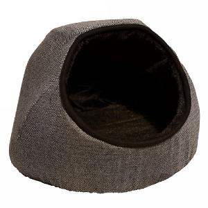 Rosewood 40 Winks Grey Tweed Hooded Cat Bed - Grey