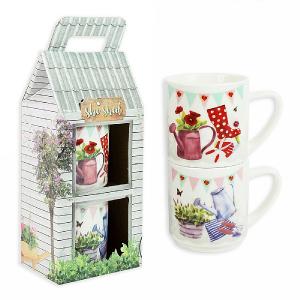 Bone China Stacking Mugs - Set Of 2