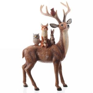 Decoris Brown Reindeer with Animals on Back Ornament (Small)