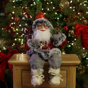 Sitting Outdoor Style Red Santa Figure 40cm