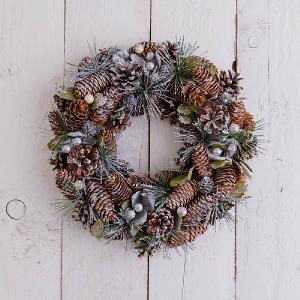 Silver Glitter Pine Cone Wreath 35cm