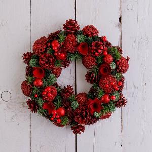 Red Berry & Pine Cone Wreath 35cm
