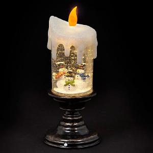 Snowman Scene LED Water Candlestick 25cm