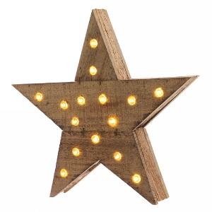 15 Warm White LED Wooden Star