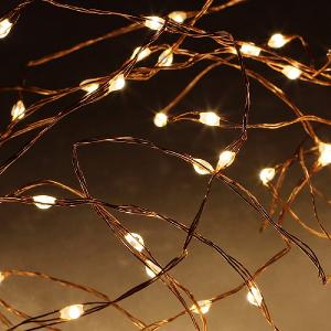 60 Warm White LED Micro String Lights with Copper Cable (Battery Operated)