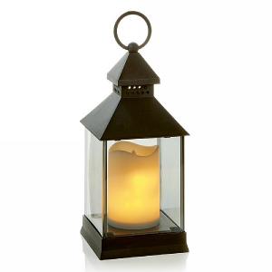 Christmas Lantern with Flickering Warm White LEDs 24cm