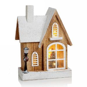 Wooden LED Lit Nordic House Scene 30cm