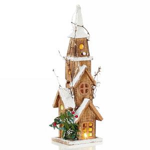 Wooden LED Lit Church 40cm (Battery Operated)