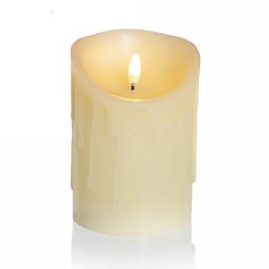 Melted Edge Flicker LED Candle Cream 13 x 9cm (Battery Operated)