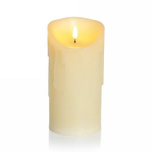 Melted Edge Flicker LED Candle Cream 18 x 9cm (Battery Operated)
