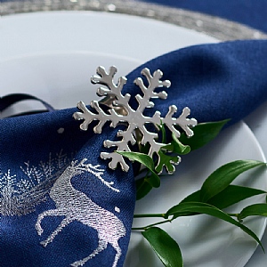 Box of 4 Silver Snowflake Napkin Rings