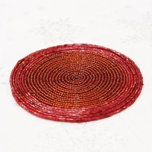Set of 4 Red Beaded Coasters