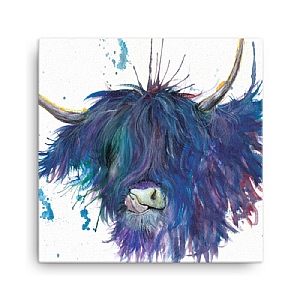 Katherine Williams Splatter 'Highland Cow' Mini Canvas
