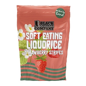 Black Liquorice Company Strawberry Liquorice Stripes 165g