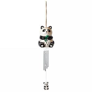 Smart Solar Ceramic Panda Windchime
