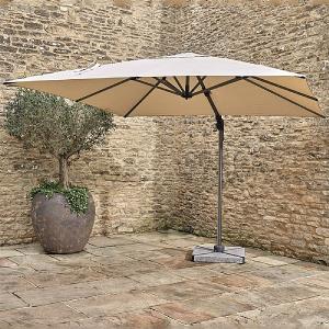 Bramblecrest Chichester 3m Square Sand Cantilever Parasol with Base