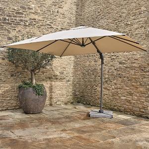 Bramblecrest Truro 3m Square Sand LED Cantilever Parasol with Base