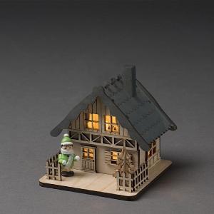 Konstsmide Alpine Grey Lodge Silhouette (Battery Operated)