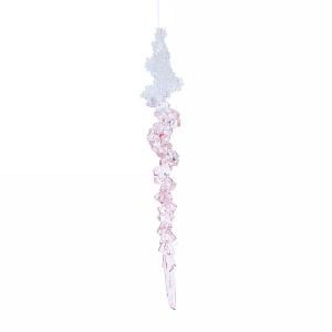 Gisela Graham Clear & Pink Twisted Acrylic Icicle Decoration