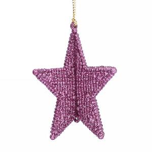 Gisela Graham Mauve Glitter 3D 5 Point Star Decoration