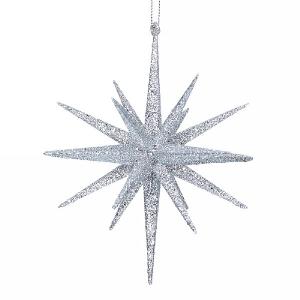 Gisela Graham Silver Glitter Bethlehem Star Decoration