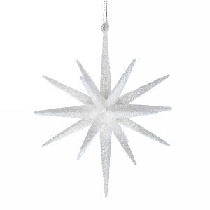 Gisela Graham White Glitter Bethlehem Star Decoration
