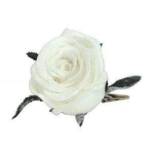 Gisela Graham White Fabric Rose Clip