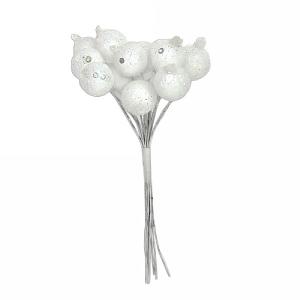 Gisela Graham White Glitter Berry Pick Bunch