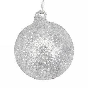 Gisela Graham Crushed Silver & White Glitter Bauble