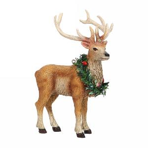 Gisela Graham Resin Reindeer with Wreath Decoration