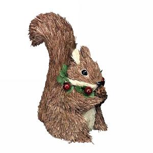 Gisela Graham Bristle Squirrel with Berry Wreath