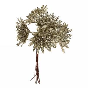 Gisela Graham Dark Silver Glitter Flower Head Pick Bunch