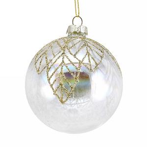 Gisela Graham Clear Soap Bauble with Gold Glitter Mesh Leaves